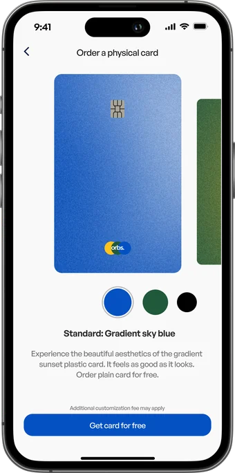 OBS Banking card picker: Standard gradient sky blue card